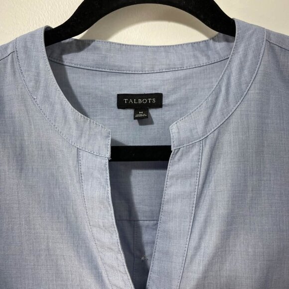 Talbots Classic Neutral Button Front Chic Chambray Cotton Tunic Top [size M] - Picture 3 of 9